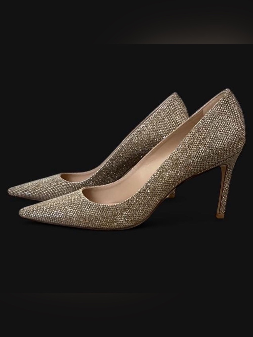 Stuart Weitzman Women's Gold Linsi
75MM Shimmer Pumps Shoes Size 6.5